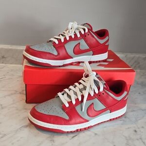 Nike Red and Gray Sneakers Classic Dunk Design